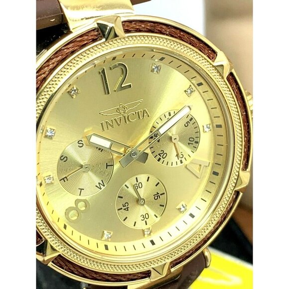 Invicta Women\'s Watch 29138 Bolt Gold Tone Dial Brown Rubber Strap Quart… main image 4